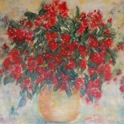 Jan Primmer - Red Flowering Eucalypt 90 X 90 cm